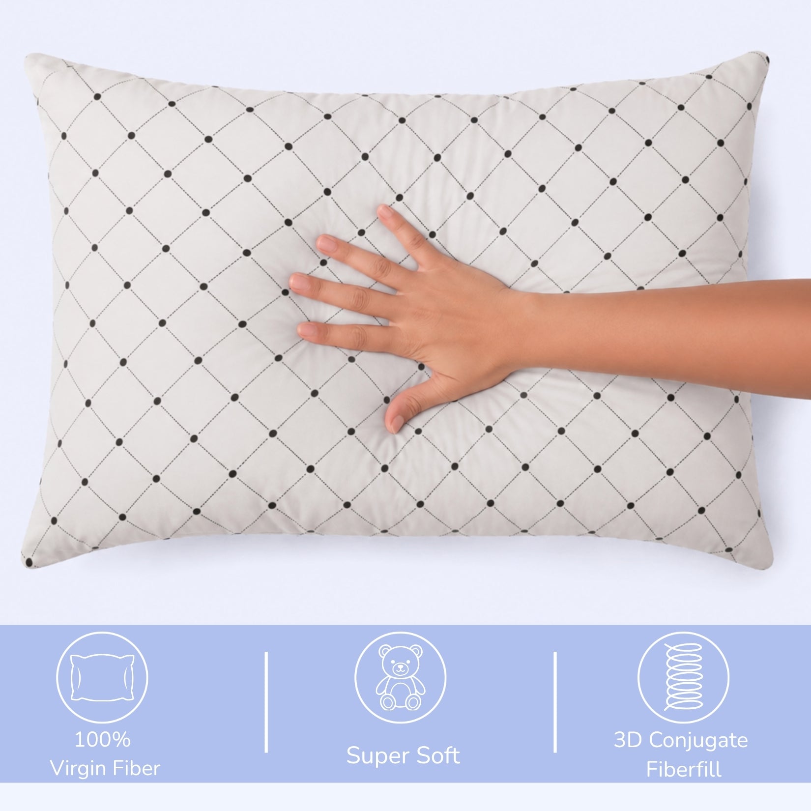 Jasmine Pillows ( Set of 2 ) Poly Shell with Fiber Filling Check Print White Regular