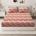 Lok Story Queen Fitted Sheet with 2 Pillow Covers 130 GSM Micropeach Tribal Village Rust