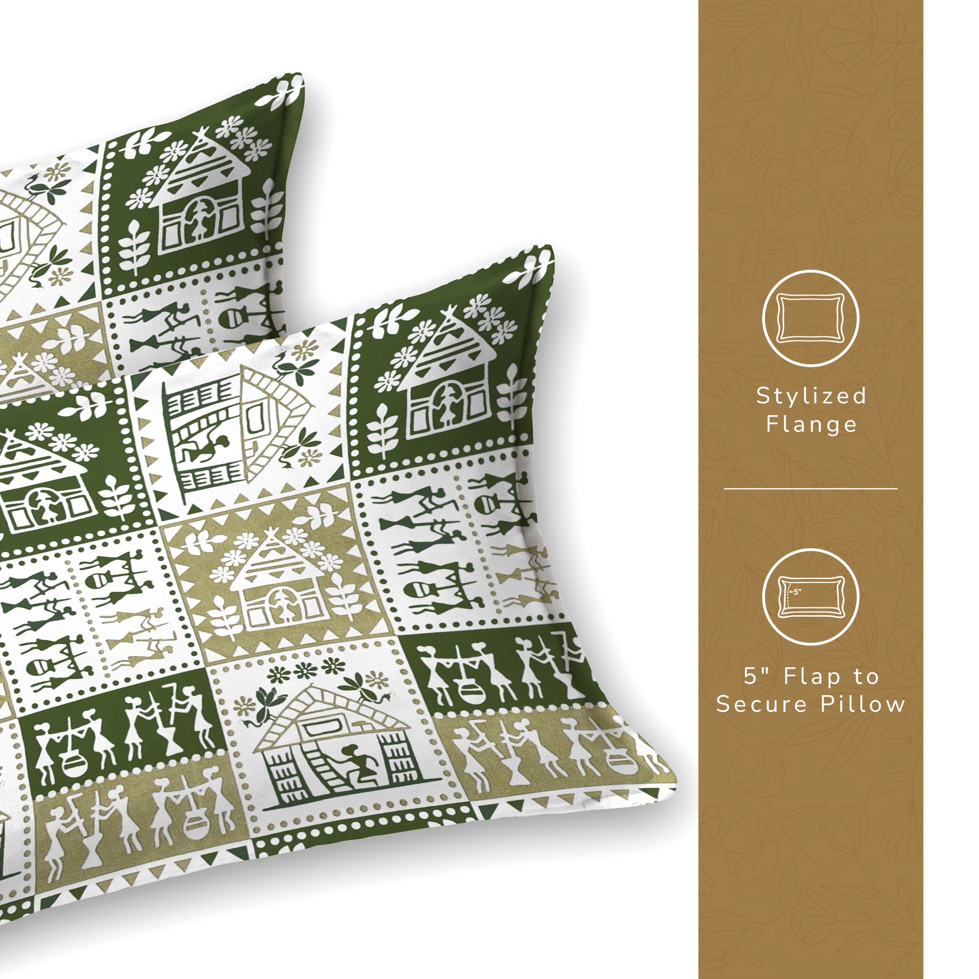 Lok Story Single Bedsheet with 1 Pillow Cover 130 GSM Micropeach Tribal Style Green