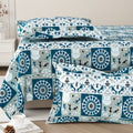 Lok Story Queen Bedsheet with 2 Pillow Covers 130 GSM Micropeach Tribal Festivals Blue