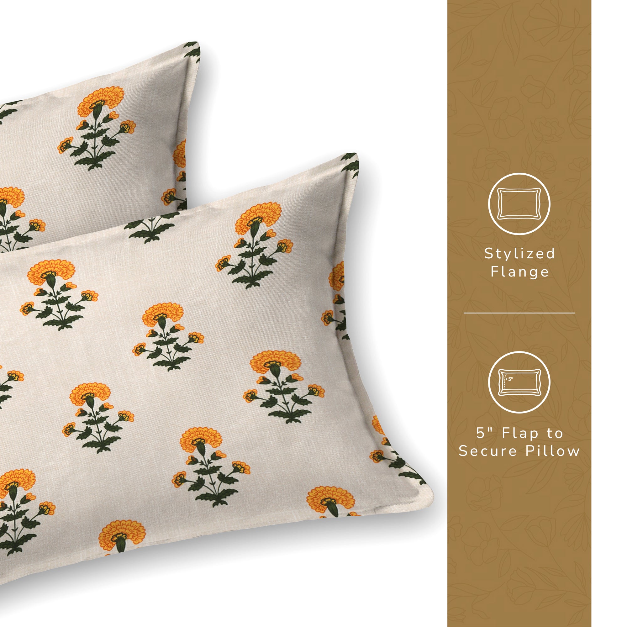 Daisy King Bedsheet with 2 Pillow Covers 130 GSM Micropeach Mughal Floral Yellow
