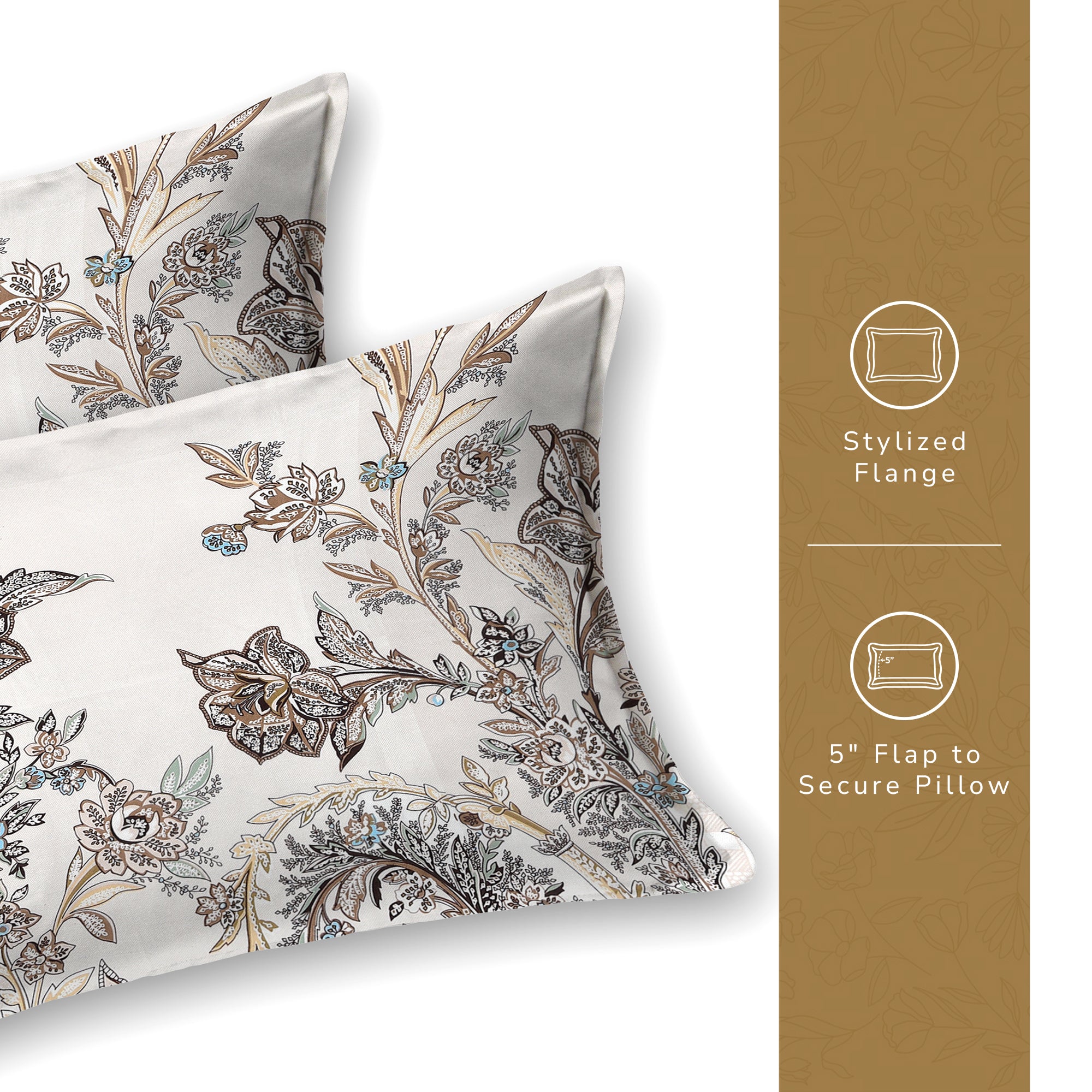 Daisy King Bedsheet with 2 Pillow Covers 130 GSM Micropeach Classic Paisley Brown