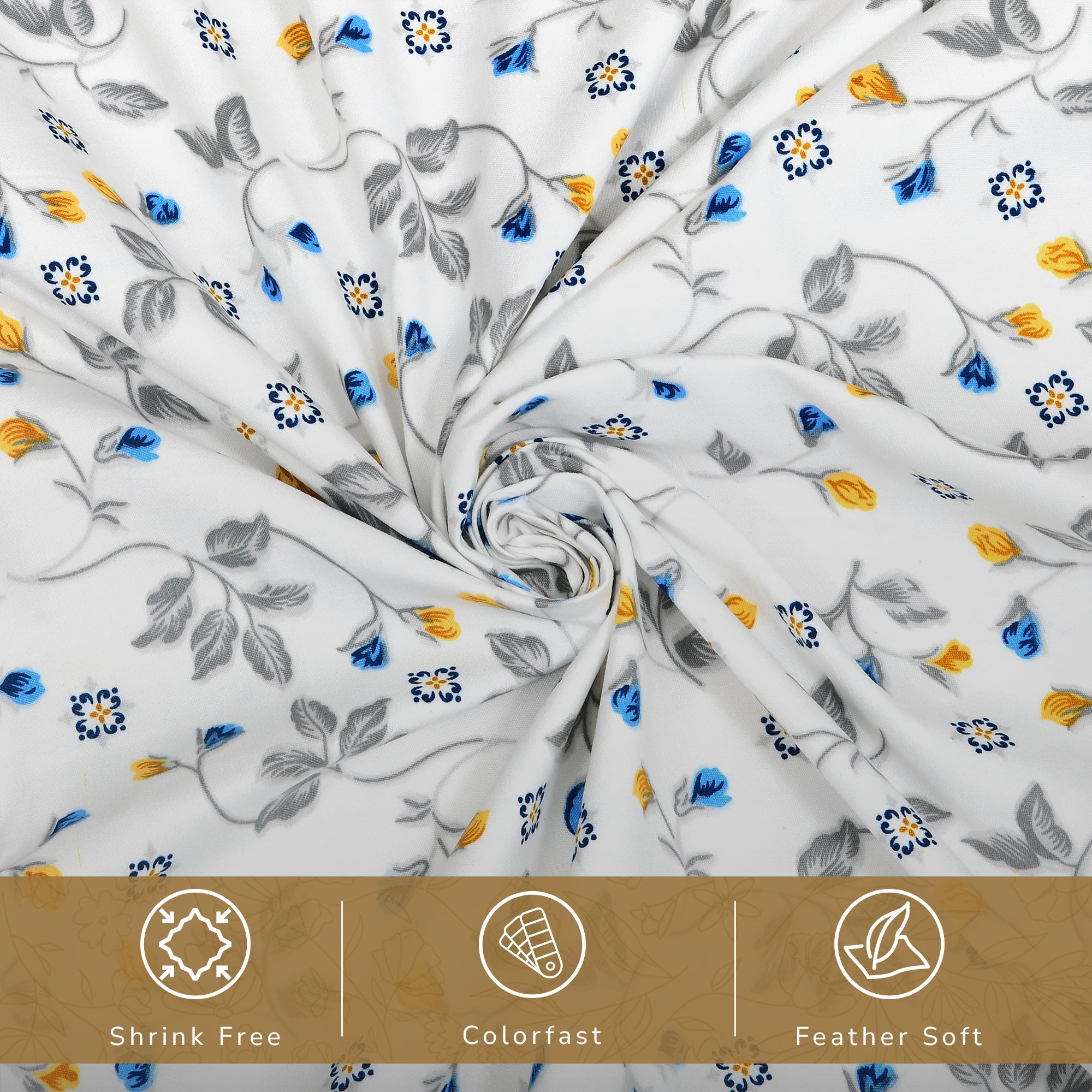 Daisy Queen Fitted Sheet with 2 Pillow Covers 130 GSM Micropeach Floral Beauty Blue