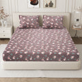 Daisy King Fitted Sheet with 2 Pillow Covers 130 GSM Micropeach Rose Beauty Grey