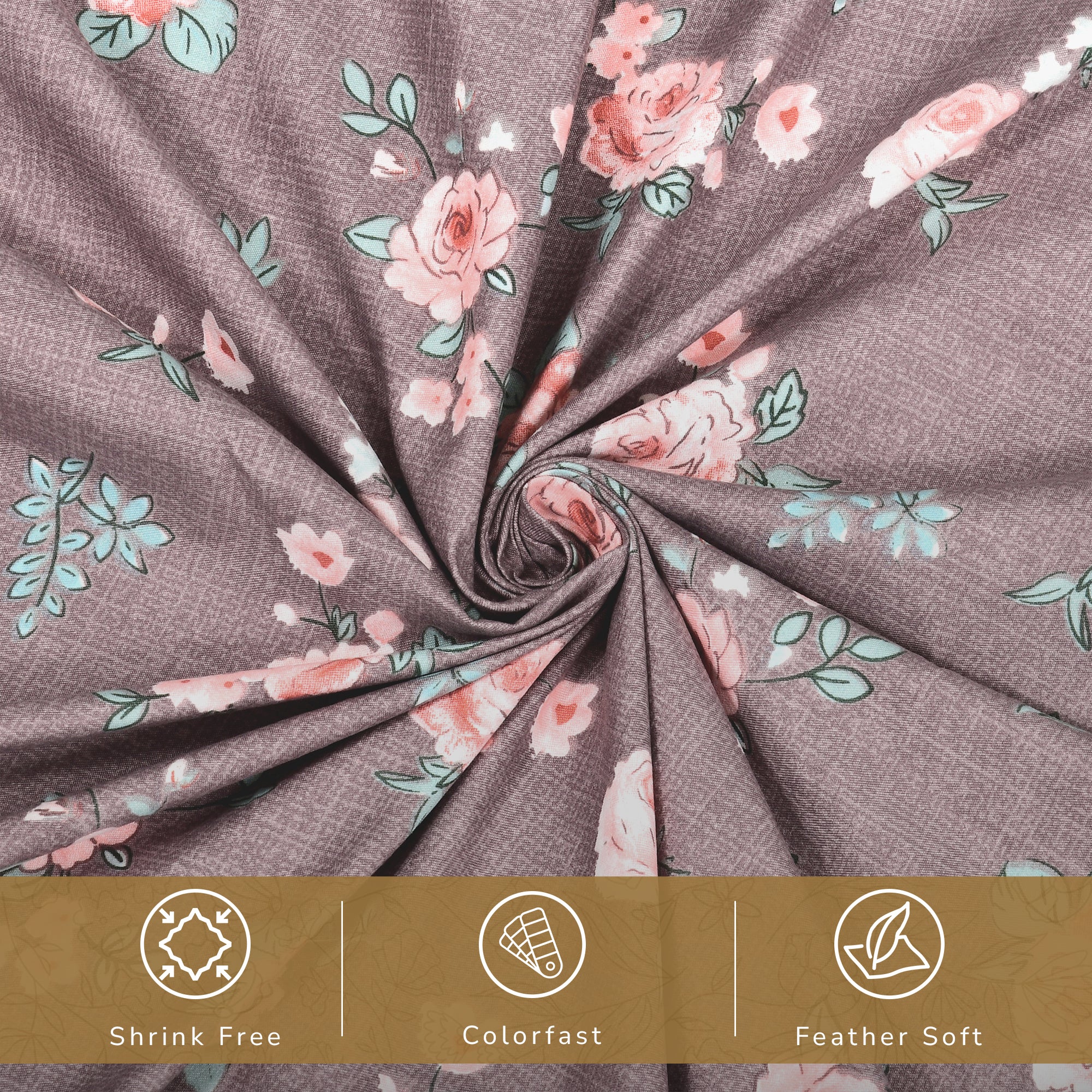 Daisy King Fitted Sheet with 2 Pillow Covers 130 GSM Micropeach Rose Beauty Grey