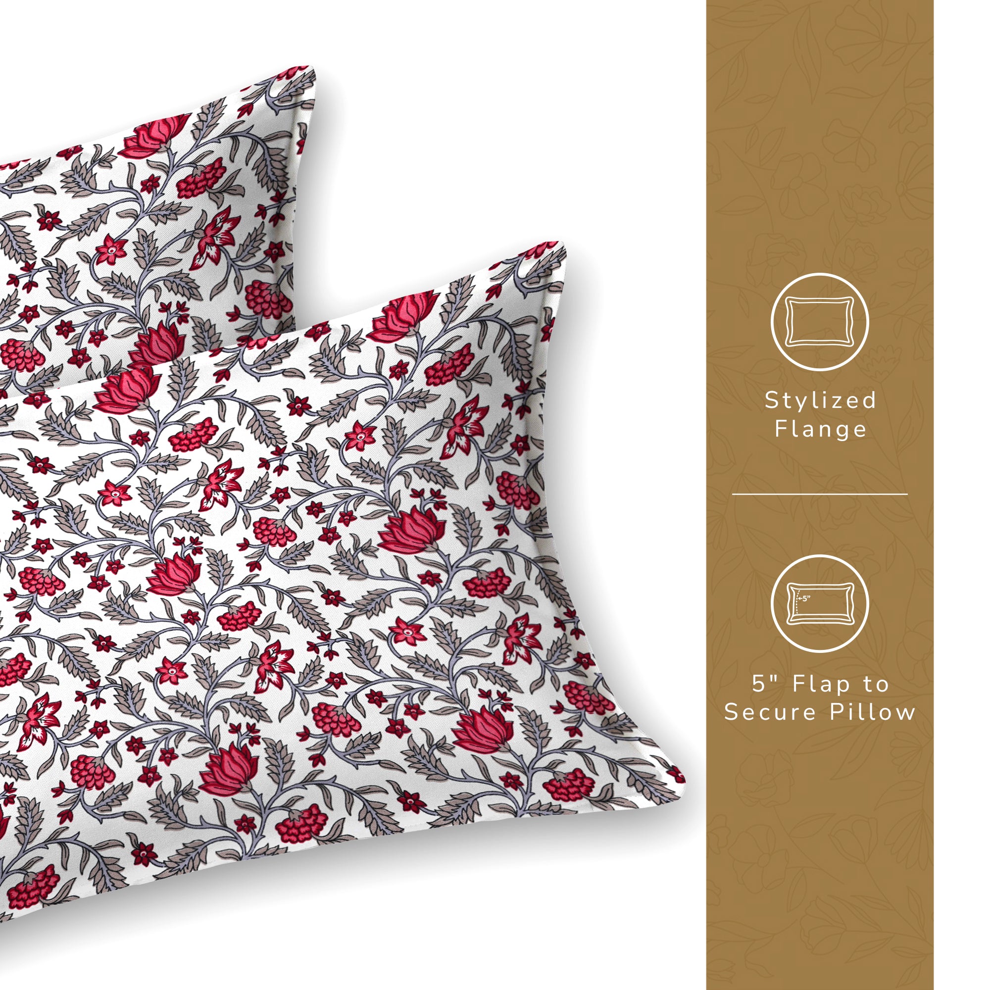 Daisy Queen Bedsheet with 2 Pillow Covers 130 GSM Micropeach Jaipuri Floral Red