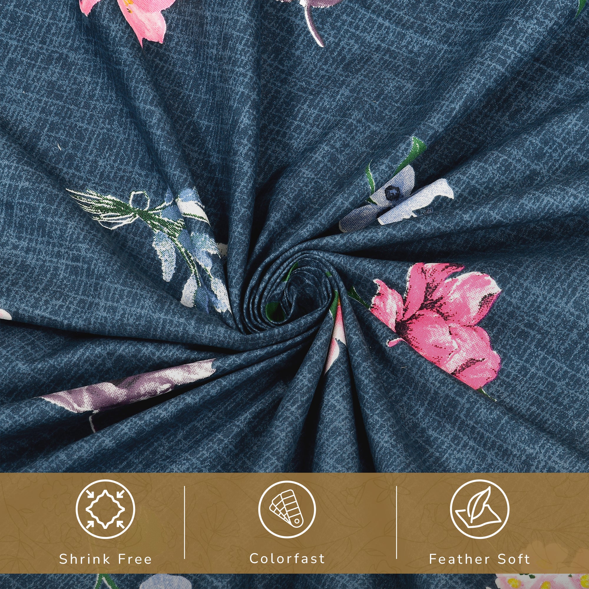 Daisy Queen Fitted Sheet with 2 Pillow Covers 130 GSM Micropeach Floral Garden Blue