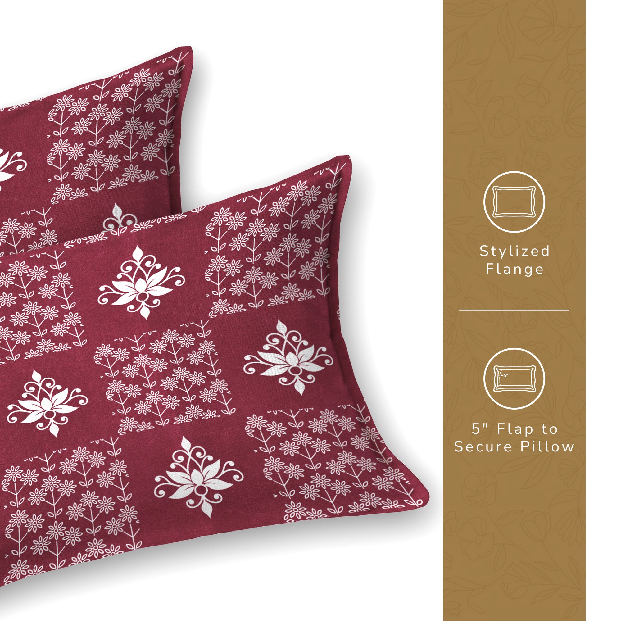 Daisy Single Bedsheet with 1 Pillow Cover 130 GSM Micropeach Floral Diamond Red