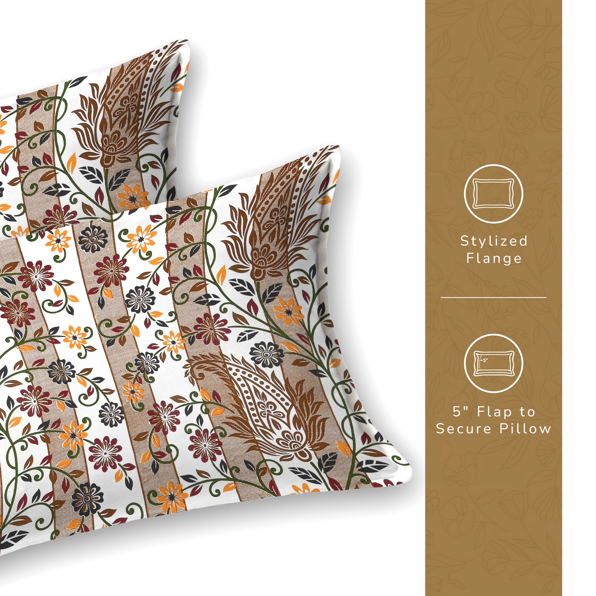Daisy Queen Bedsheet with 2 Pillow Covers 130 GSM Micropeach Liitle Flowers Brown