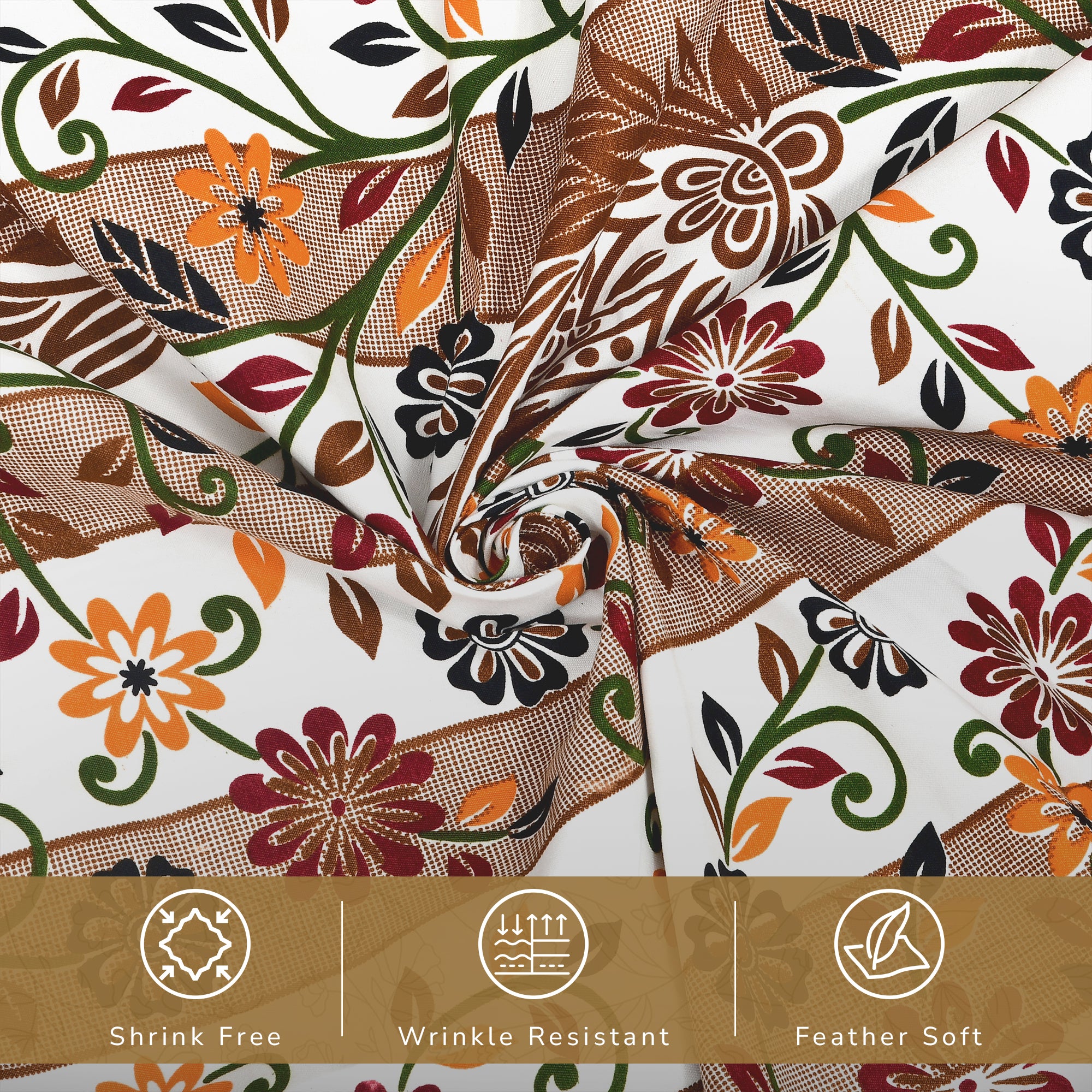 Daisy Single Bedsheet with 1 Pillow Cover 130 GSM Micropeach Liitle Flowers Brown