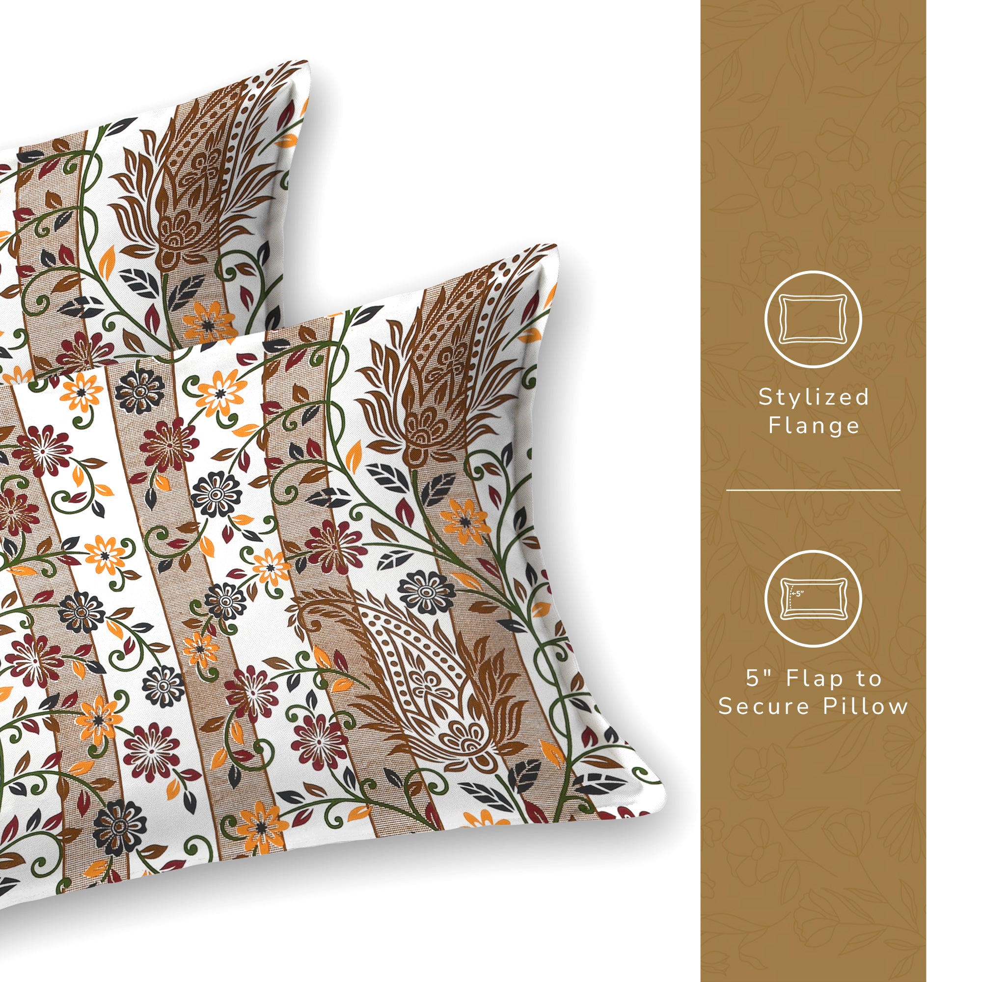 Daisy King Fitted Sheet with 2 Pillow Covers 130 GSM Micropeach Liitle Flowers Brown