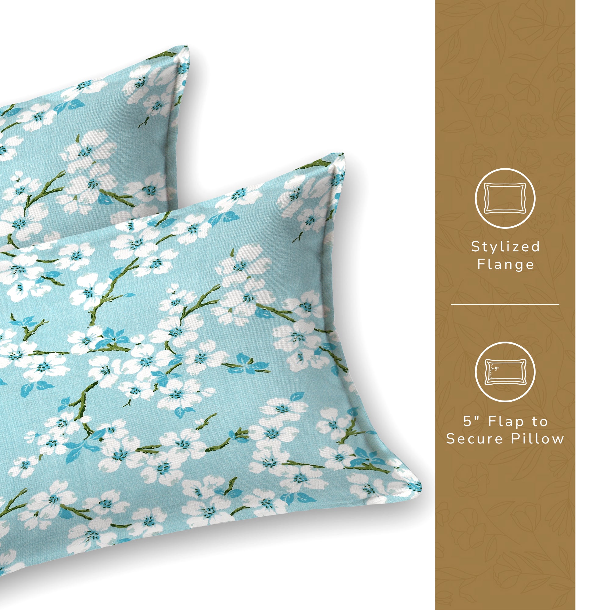 Daisy Single Bedsheet with 1 Pillow Cover 130 GSM Micropeach Blossam Blue Blue