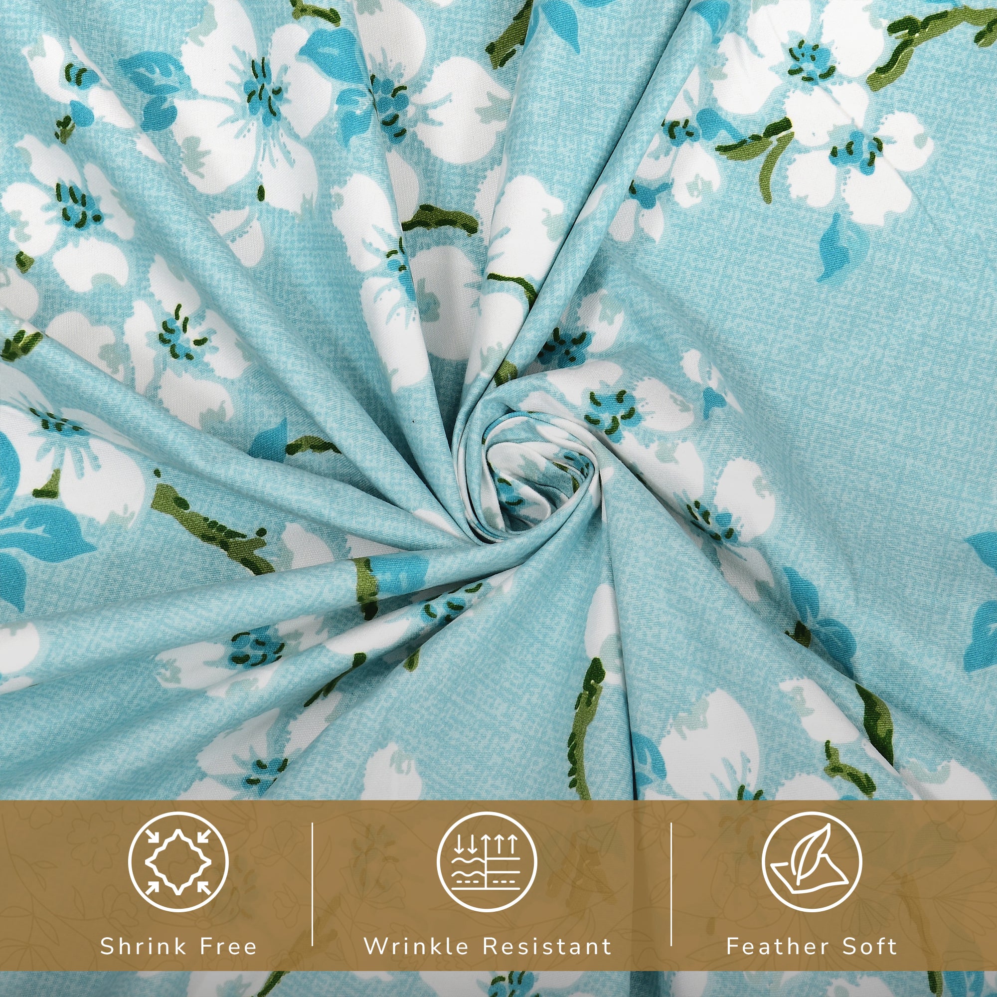 Daisy Single Bedsheet with 1 Pillow Cover 130 GSM Micropeach Blossam Blue Blue