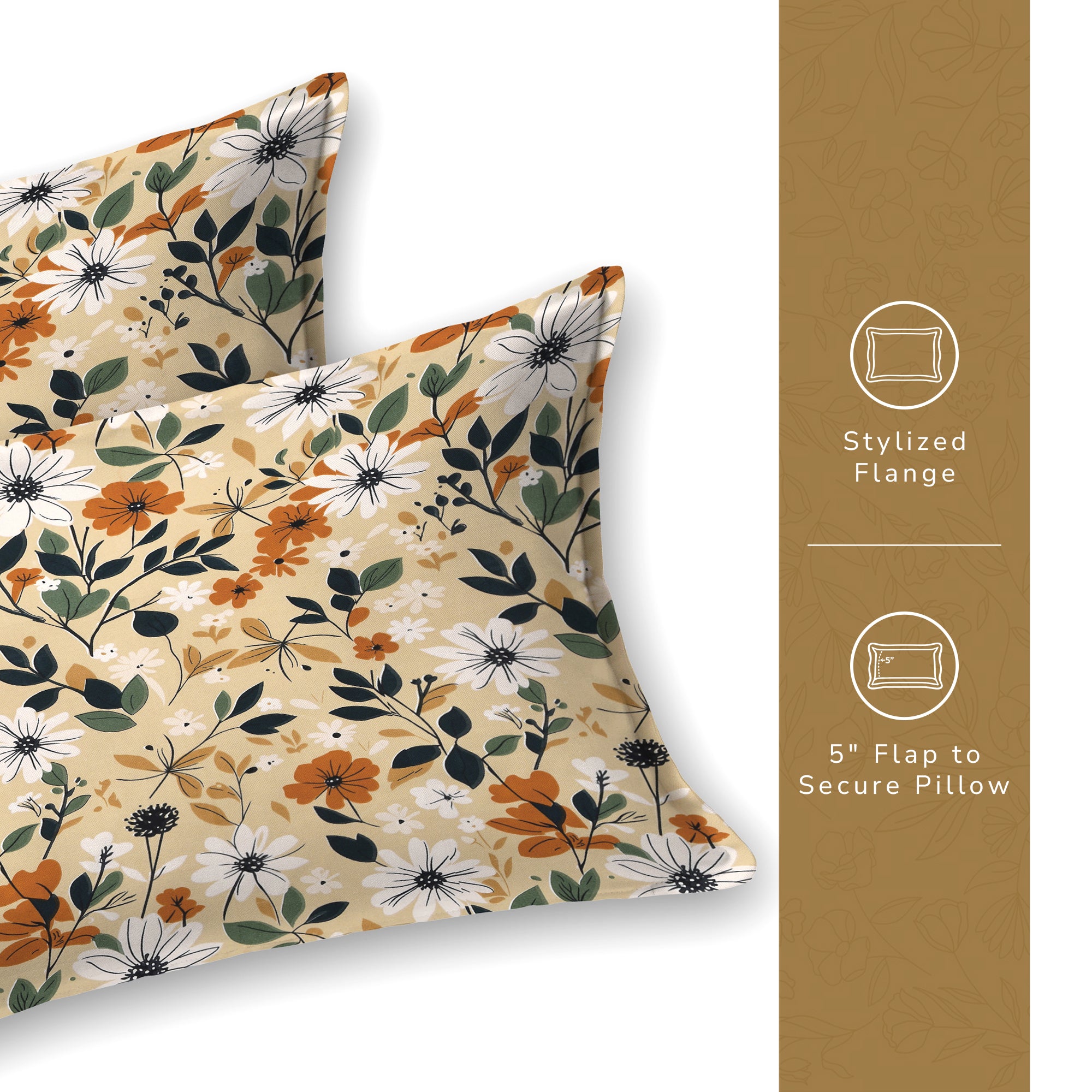 Daisy Queen Bedsheet with 2 Pillow Covers 130 GSM Micropeach Muted Floral Brown