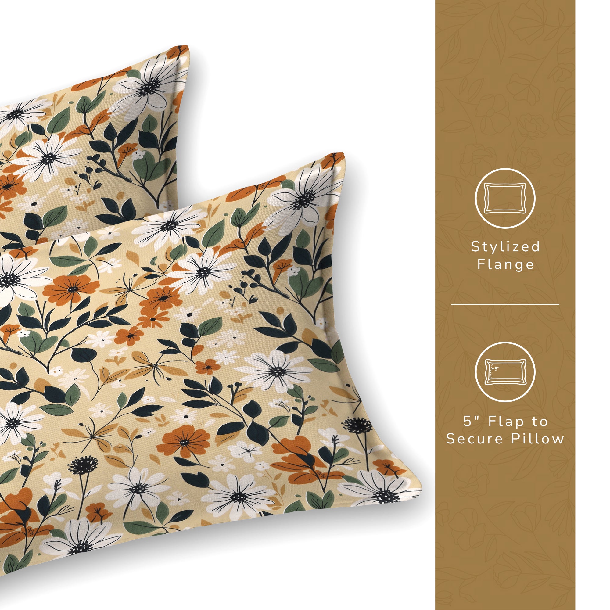 Daisy Single Bedsheet with 1 Pillow Cover 130 GSM Micropeach Muted Floral Brown