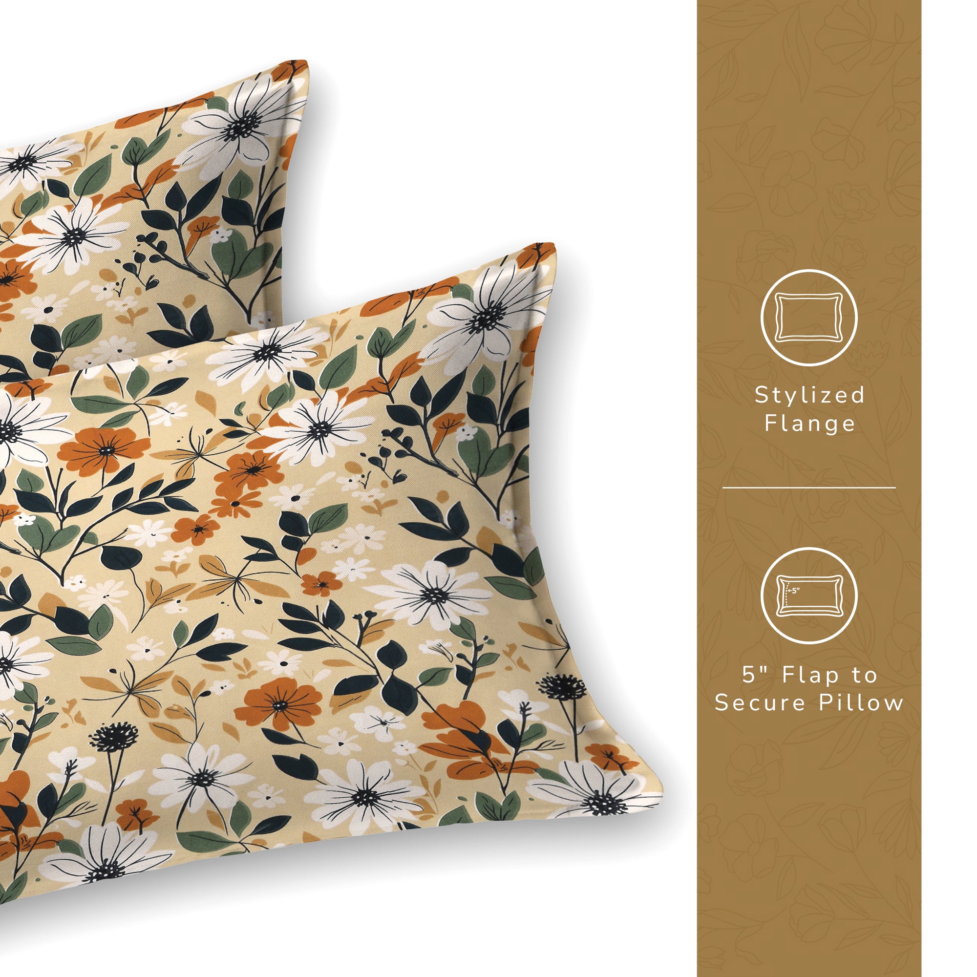 Daisy King Fitted Sheet with 2 Pillow Covers 130 GSM Micropeach Muted Floral Brown