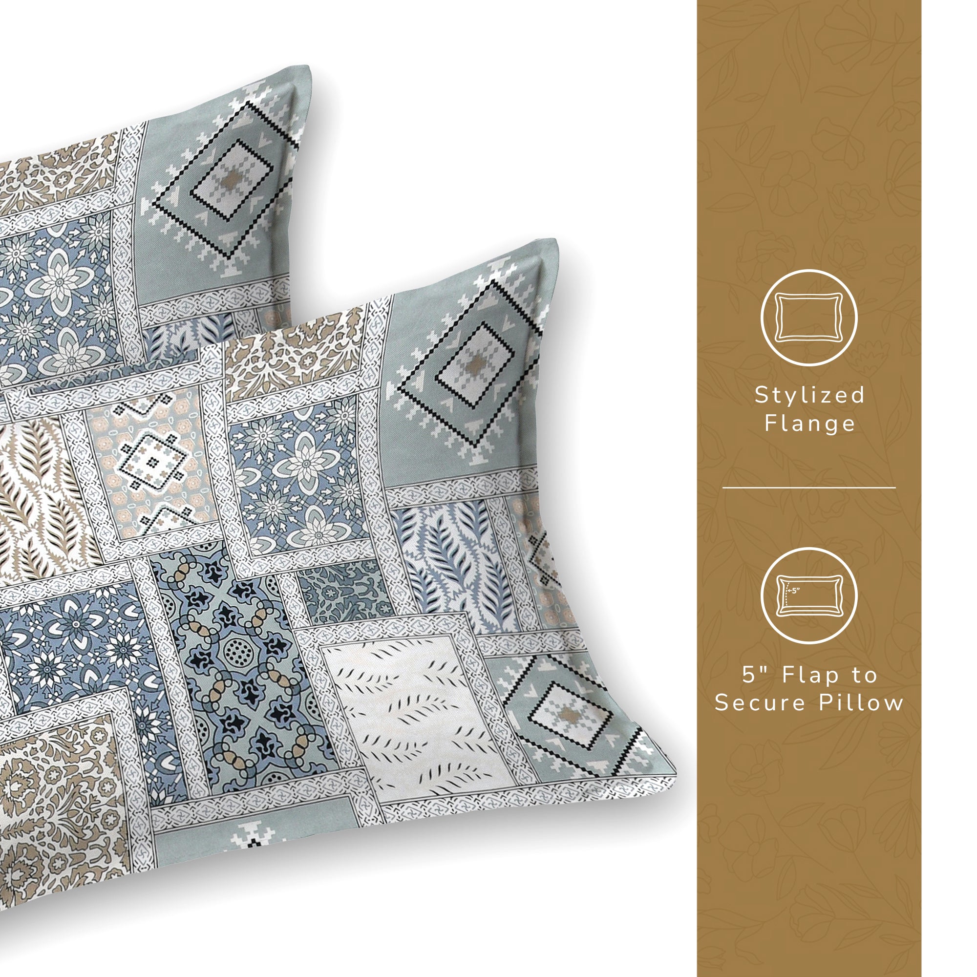 Daisy Queen Bedsheet with 2 Pillow Covers 130 GSM Micropeach Classic Mosaic Grey
