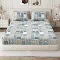 Daisy Queen Fitted Sheet with 2 Pillow Covers 130 GSM Micropeach Classic Mosaic Grey
