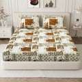 Daisy Queen Fitted Sheet with 2 Pillow Covers 130 GSM Micropeach Floral Marble Brown