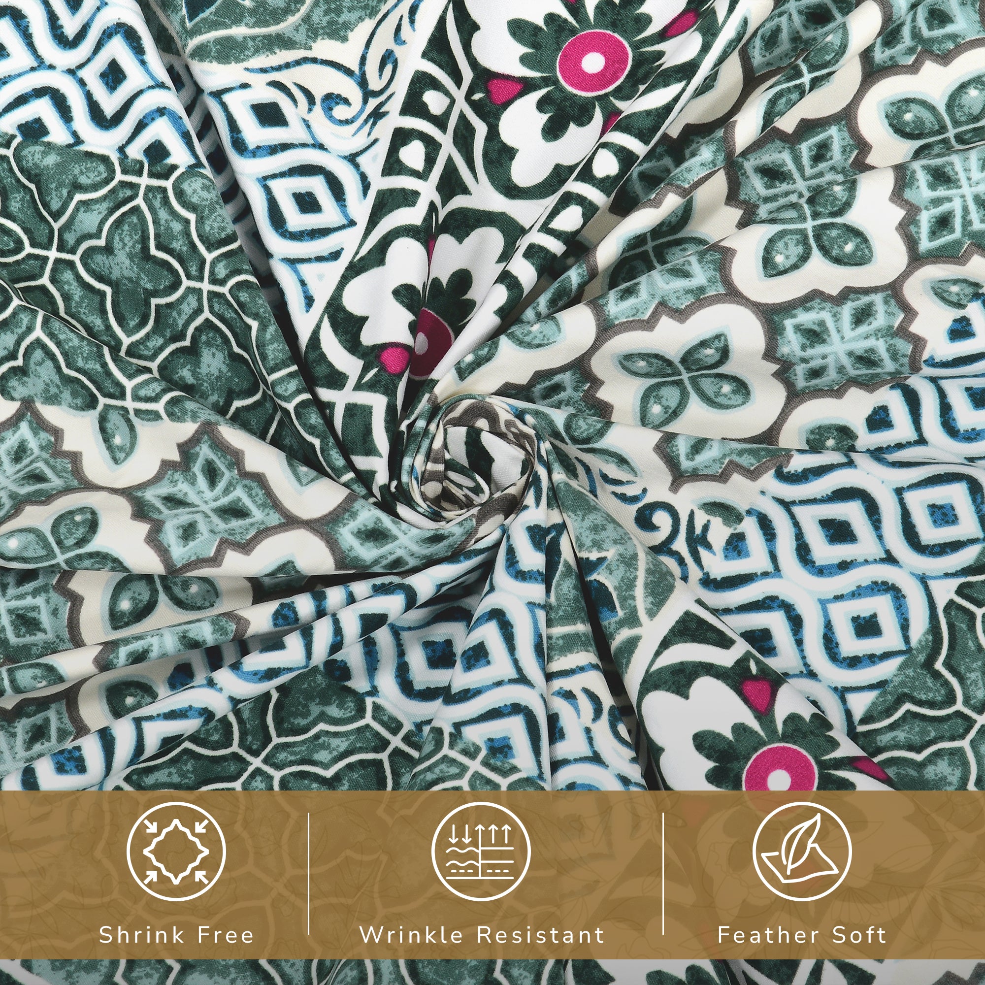 Daisy Queen Bedsheet with 2 Pillow Covers 130 GSM Micropeach Heritage Mosaic Brown