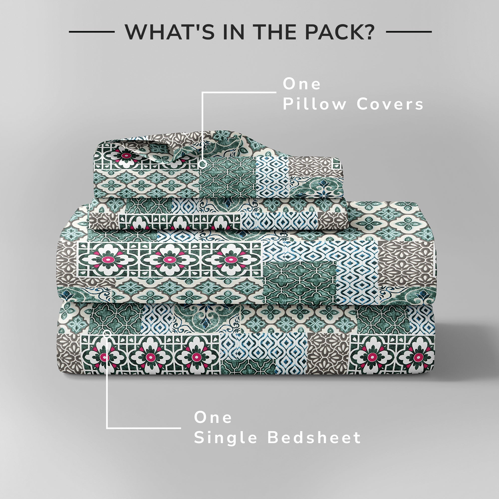 Daisy Single Bedsheet with 1 Pillow Cover 130 GSM Micropeach Heritage Mosaic Brown