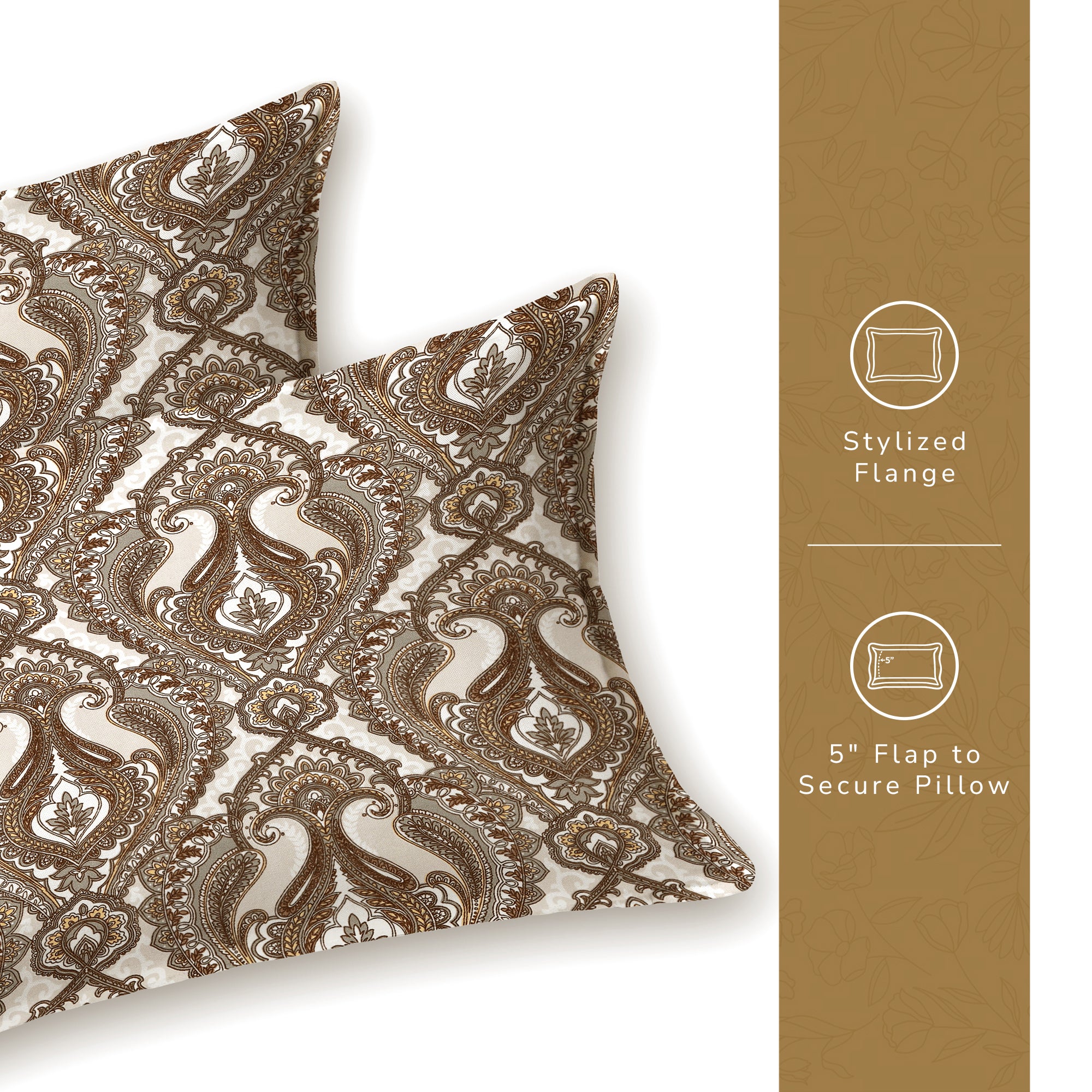 Daisy Single Bedsheet with 1 Pillow Cover 130 GSM Micropeach Royal Damask Brown