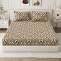 Daisy Queen Fitted Sheet with 2 Pillow Covers 130 GSM Micropeach Royal Damask Brown