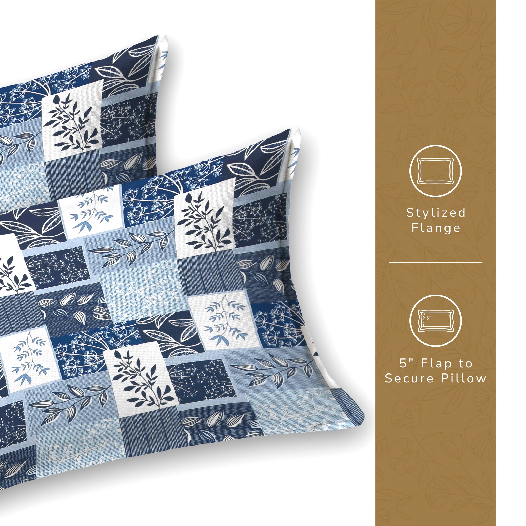Daisy Queen Bedsheet with 2 Pillow Covers 130 GSM Micropeach Floral Block Blue