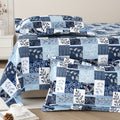 Daisy Single Bedsheet with 1 Pillow Cover 130 GSM Micropeach Floral Block Blue