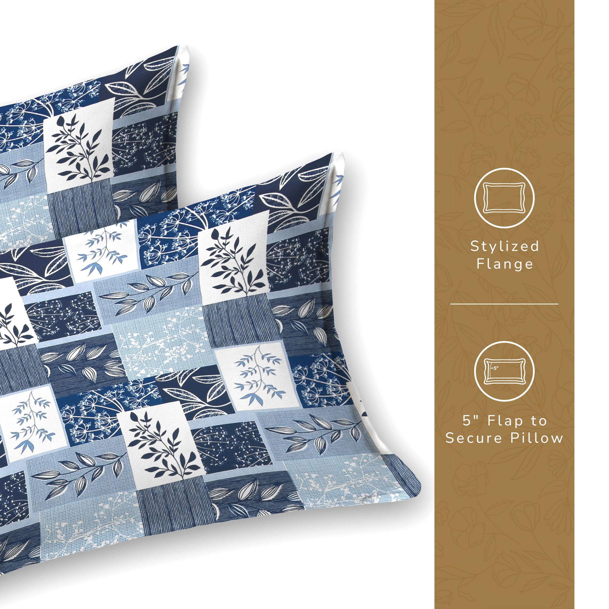 Daisy Single Bedsheet with 1 Pillow Cover 130 GSM Micropeach Floral Block Blue