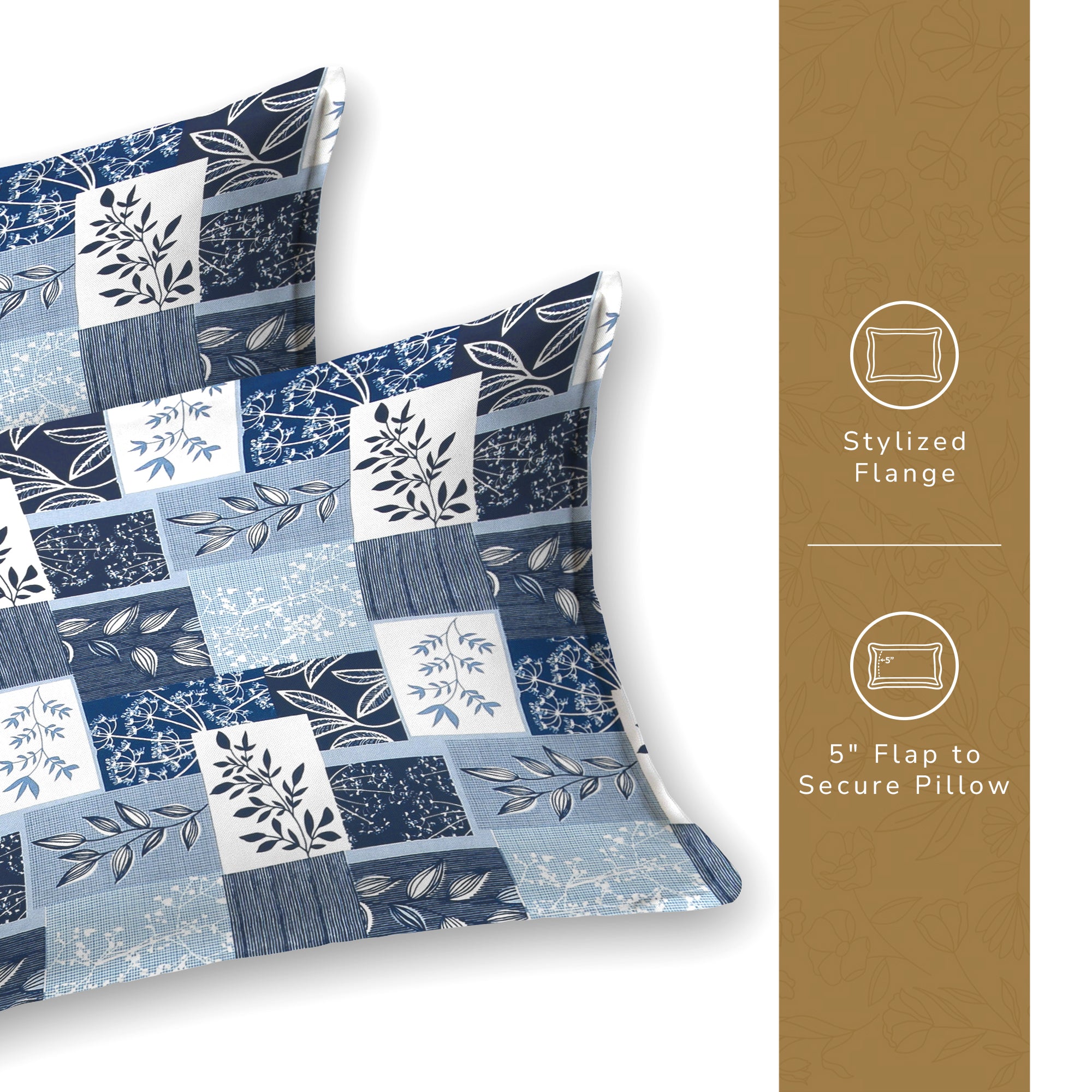 Daisy King Fitted Sheet with 2 Pillow Covers 130 GSM Micropeach Floral Block Blue