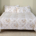 Rose King XL Bedsheet with 2 Pillow Covers 100% Cotton 160 TC Floral Wreath Cream