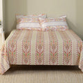 Jaipur Bagh King Bedsheet with 2 Pillow Covers 100% Cotton 120 TC Kantha Stitch Red