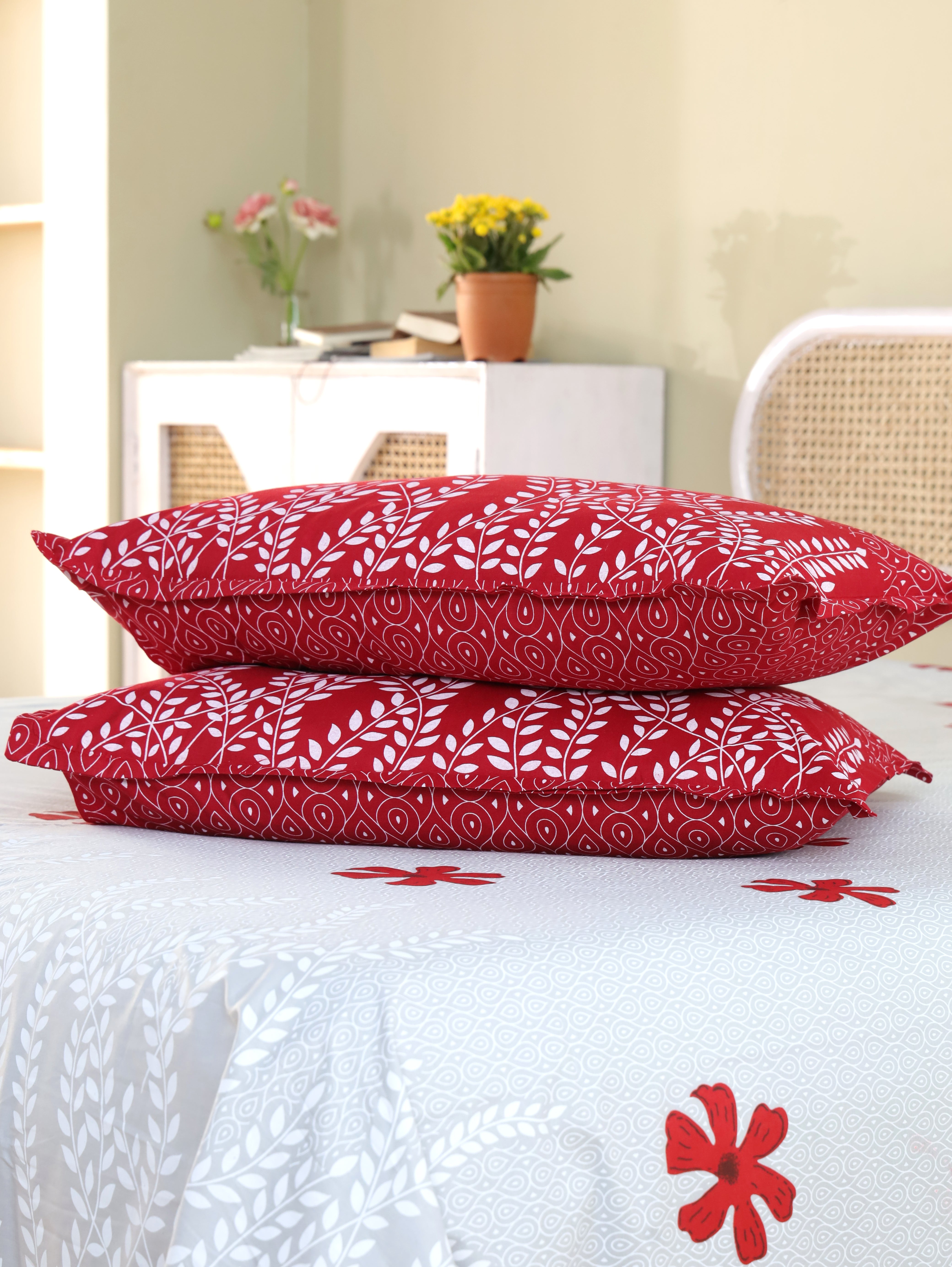 Jaipur Bagh King Bedsheet with 2 Pillow Covers 100% Cotton 120 TC Classy Floral Grey Khari Print