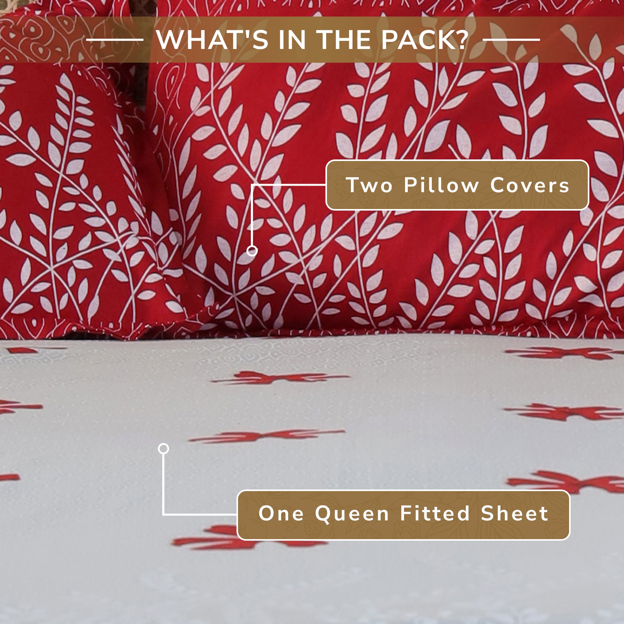 Jaipur Bagh Queen Fitted Sheet with 2 Pillow Covers 100% Cotton 120 TC Classy Floral Grey Khari Print
