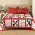 Jaipur Bagh King Bedsheet with 2 Pillow Covers 100% Cotton 120 TC Chunari Patch Red