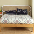 Jaipur Bagh King Fitted Sheet with 2 Pillow Covers 100% Cotton 120 TC Kashida Print Blue