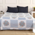 Jaipur Bagh King Bedsheet with 2 Pillow Covers 100% Cotton 120 TC Embroydiery Print Blue