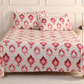 Lotus Queen Bedsheet with 2 Pillow Covers 100% Cotton 120 TC Classic Indian Red