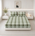 Lotus Queen Fitted Sheet with 2 Pillow Covers 100% Cotton 120 TC Textured Geometric Grey