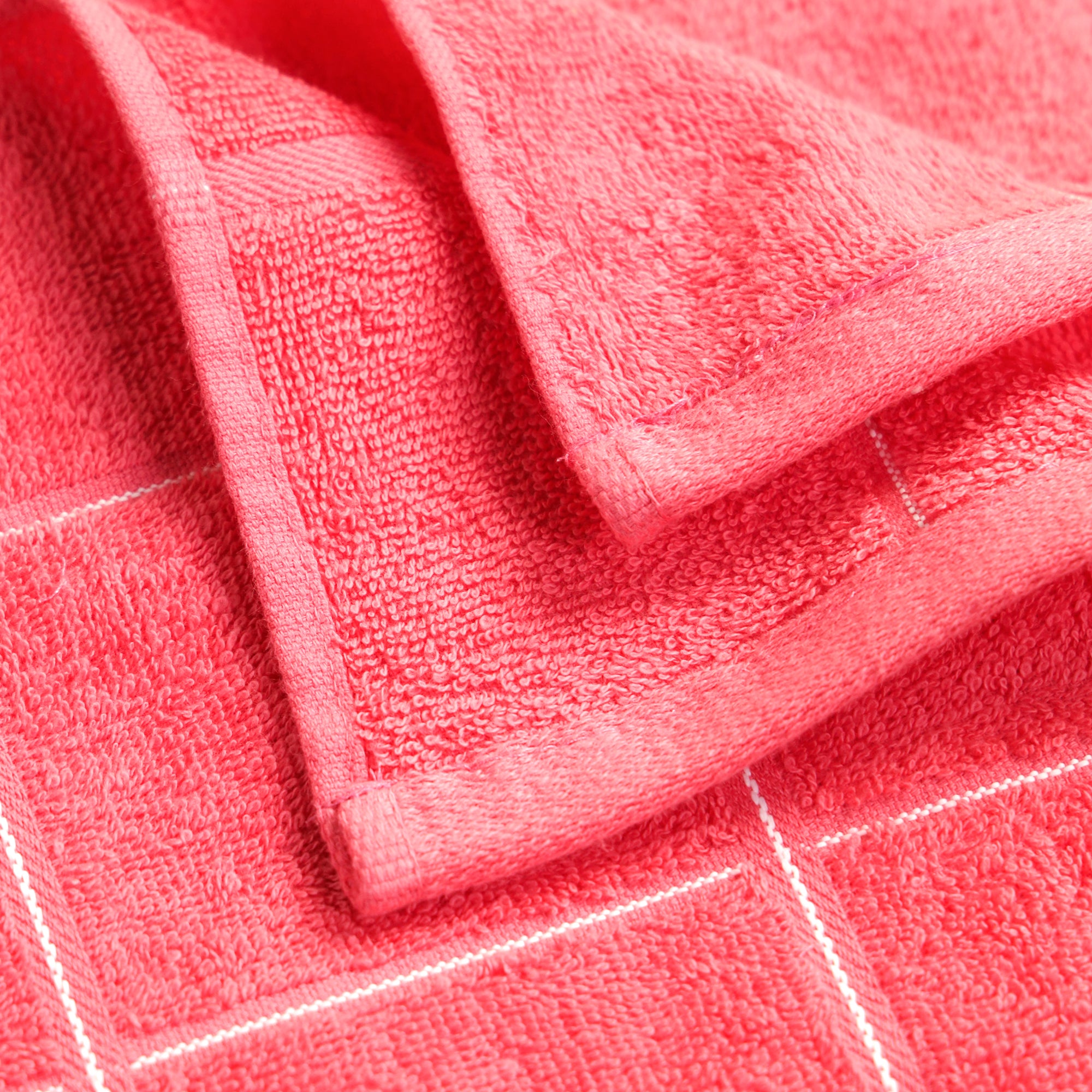 Jasmine Bath Towel 100% Cotton 365 GSM Classic Check Coral