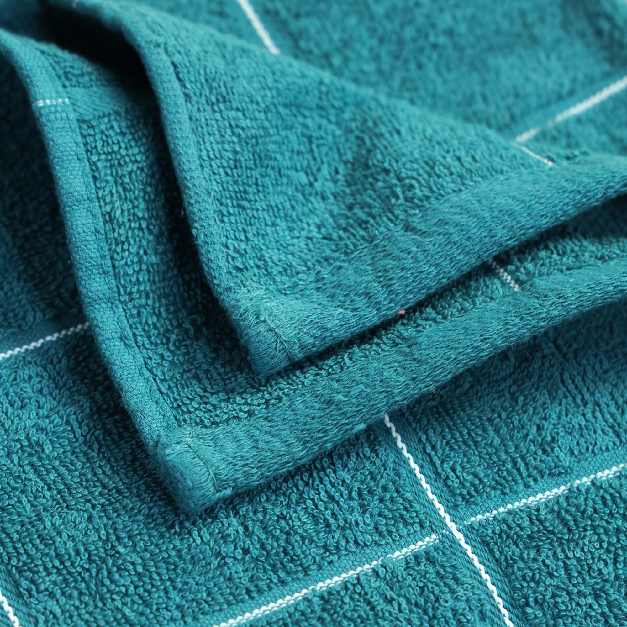 Jasmine Bath Towel 100% Cotton 365 GSM Classic Check Teal
