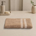 Lotus Bath Towel 100% Cotton 365 GSM Sculpted Border Beige