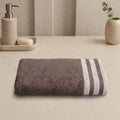 Lily Bath Towel Large 100% Cotton 550 GSM White Border Mushroom Long Pile