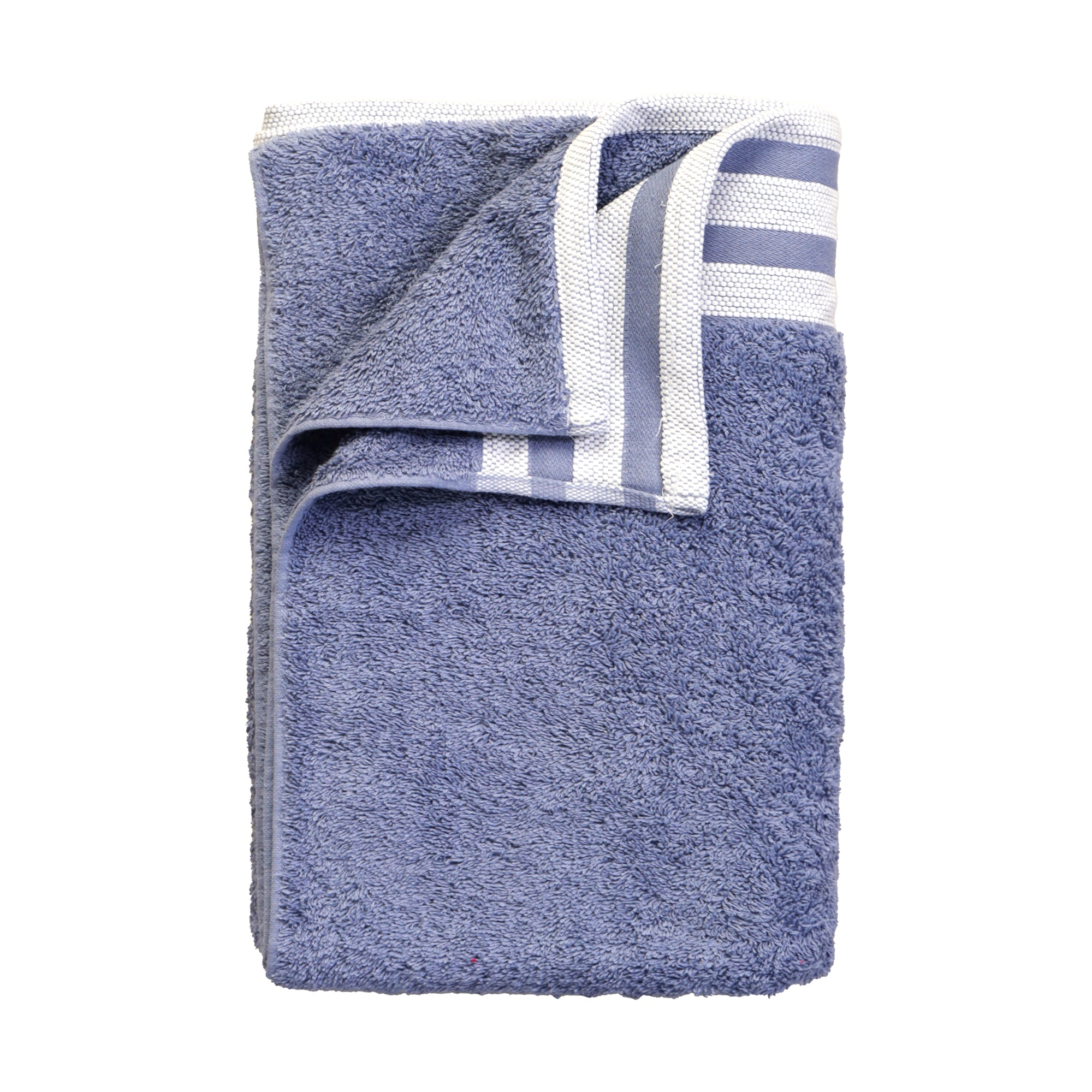 Lily Bath Towel Large 100% Cotton 550 GSM White Border Ice Blue Long Pile