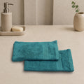 Rose Hand Towel (Set of 2) 100% Cotton 420 GSM Self Border Teal