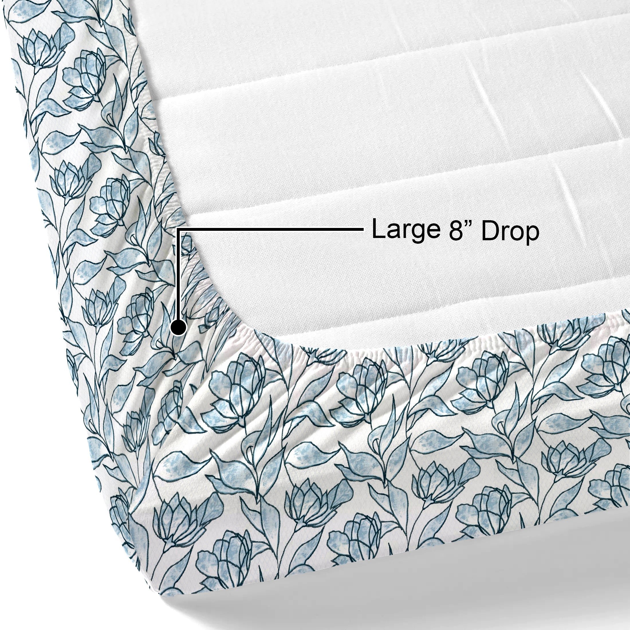 Lily King Fitted Sheet with 2 Pillow Covers 100% Cotton 180 TC Twill Weave Orient Bell Blue