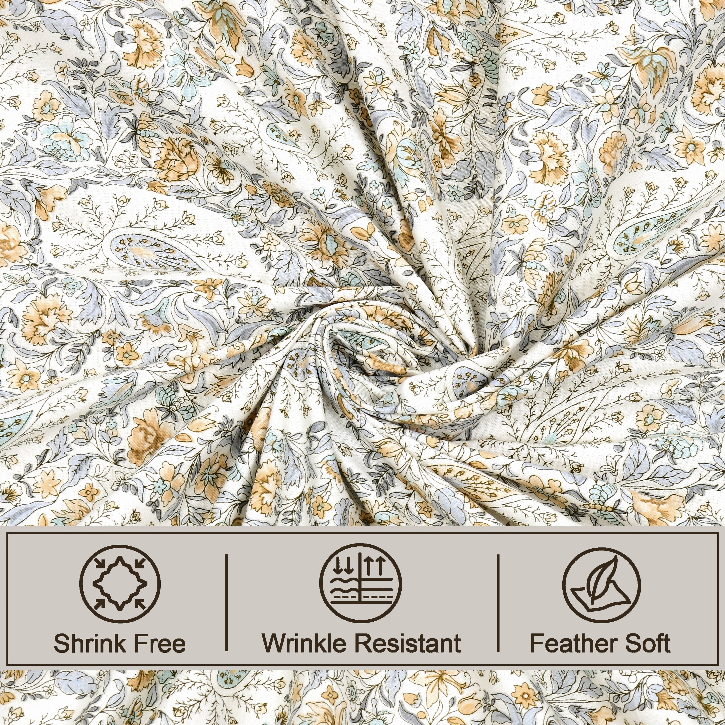 Lily King Bedsheet with 2 Pillow Covers 100% Cotton 180 TC Twill Weave Indian Paisley Blue