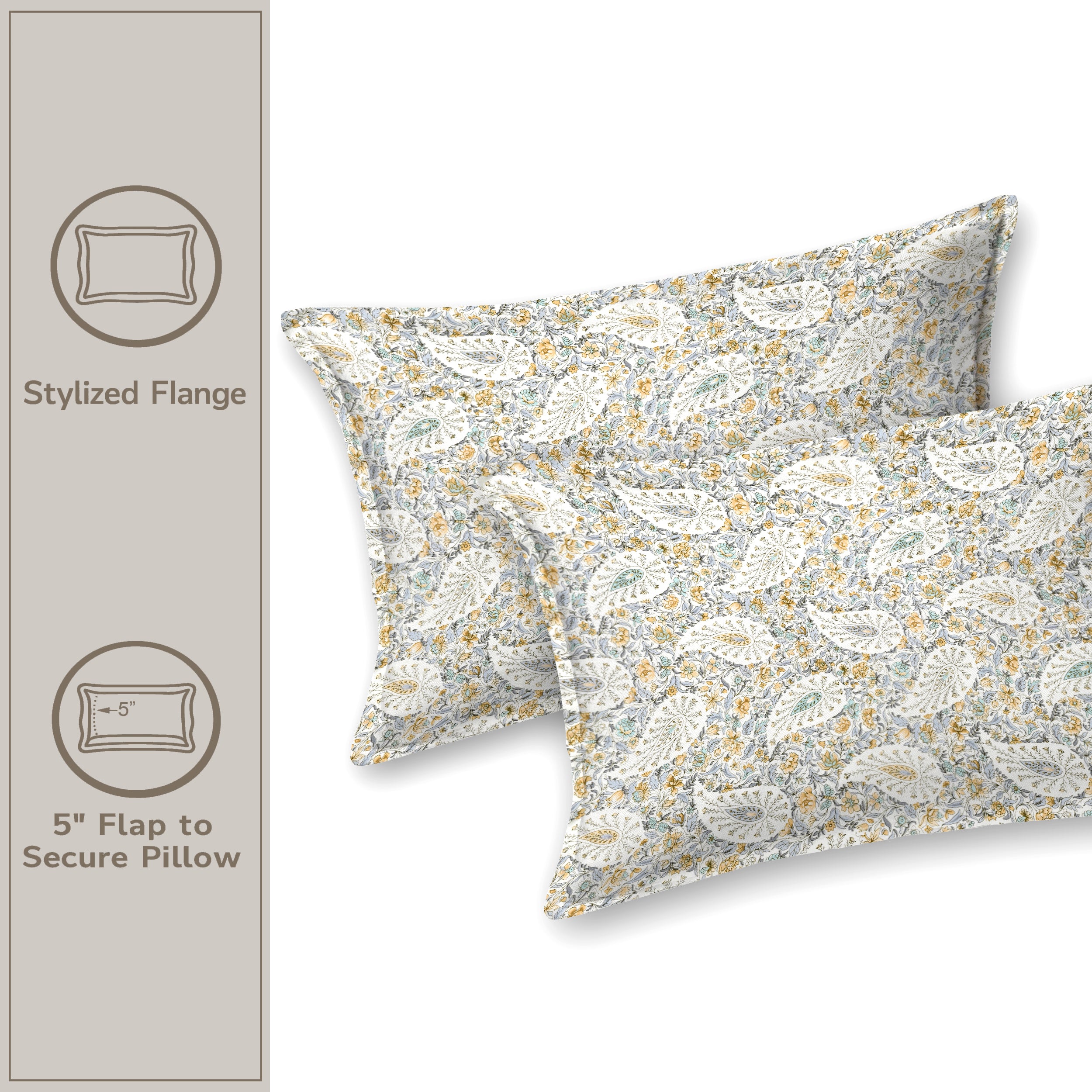 Lily King Fitted Sheet with 2 Pillow Covers 100% Cotton 180 TC Twill Weave Indian Paisley Blue