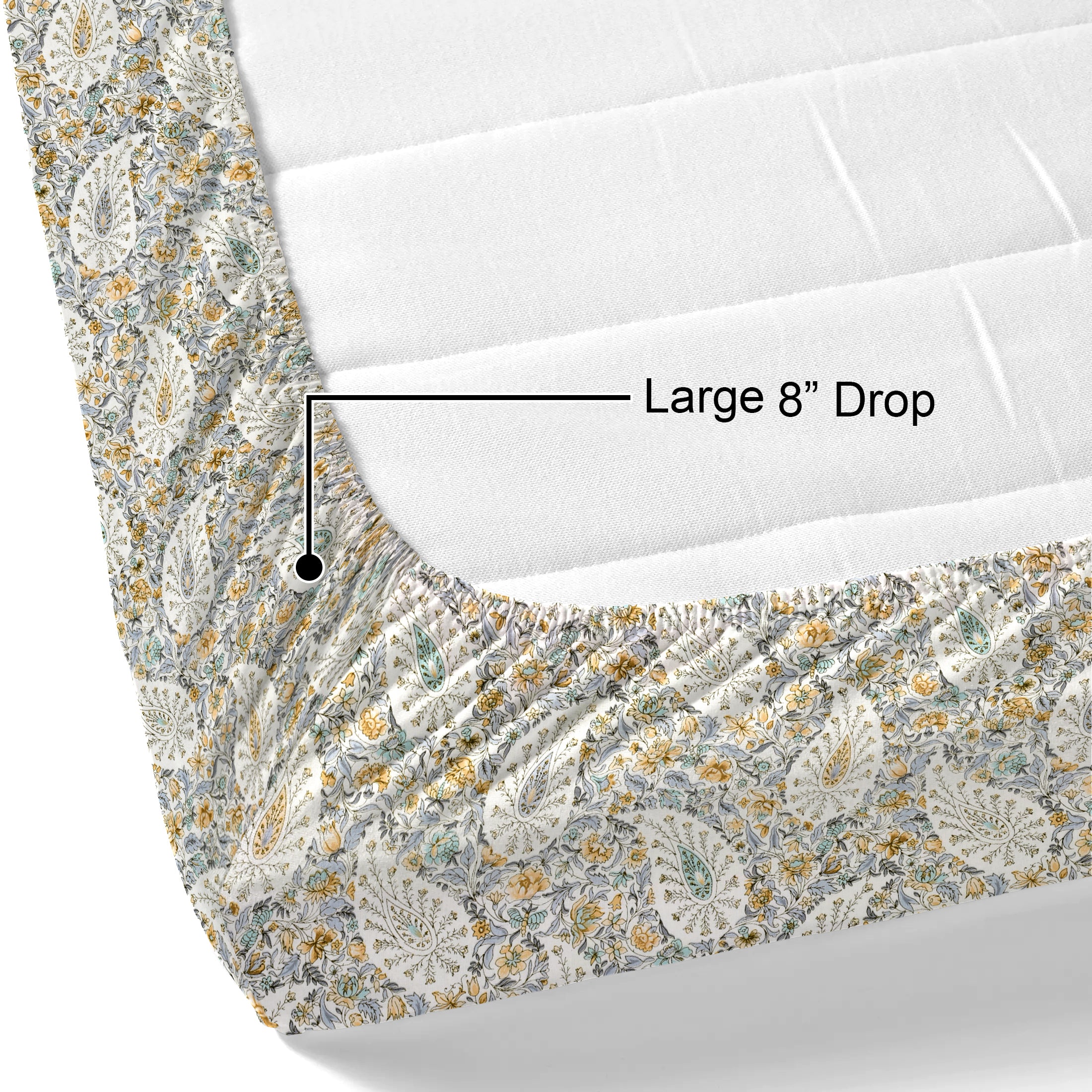 Lily Queen Fitted Sheet with 2 Pillow Covers 100% Cotton 180 TC Twill Weave Indian Paisley Blue